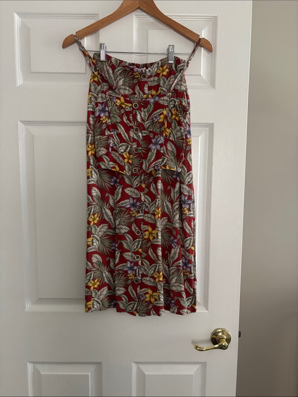 Aeropostale Red Tropical Print Midi Skirt with matching crop top
